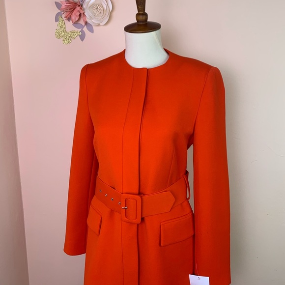 New! ZARA Orange Belted Frock Blazer Coat - Picture 5 of 13